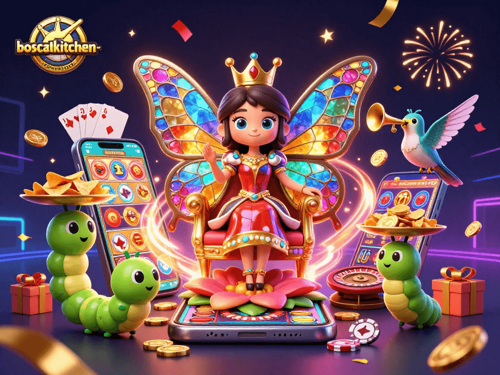 Experience exciting wins at bosscatkitchen-newport with vibrant 3D casino elements and characters.
