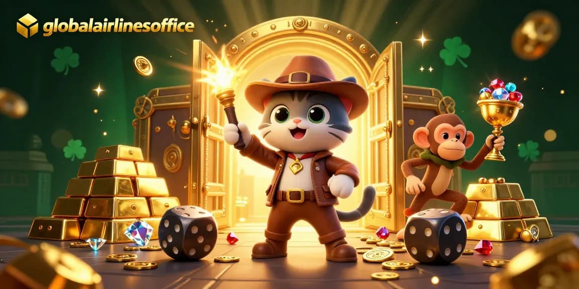 Uncover thrilling treasures at globalairlinesoffice through vibrant casino artifacts in a captivating 3D illustration