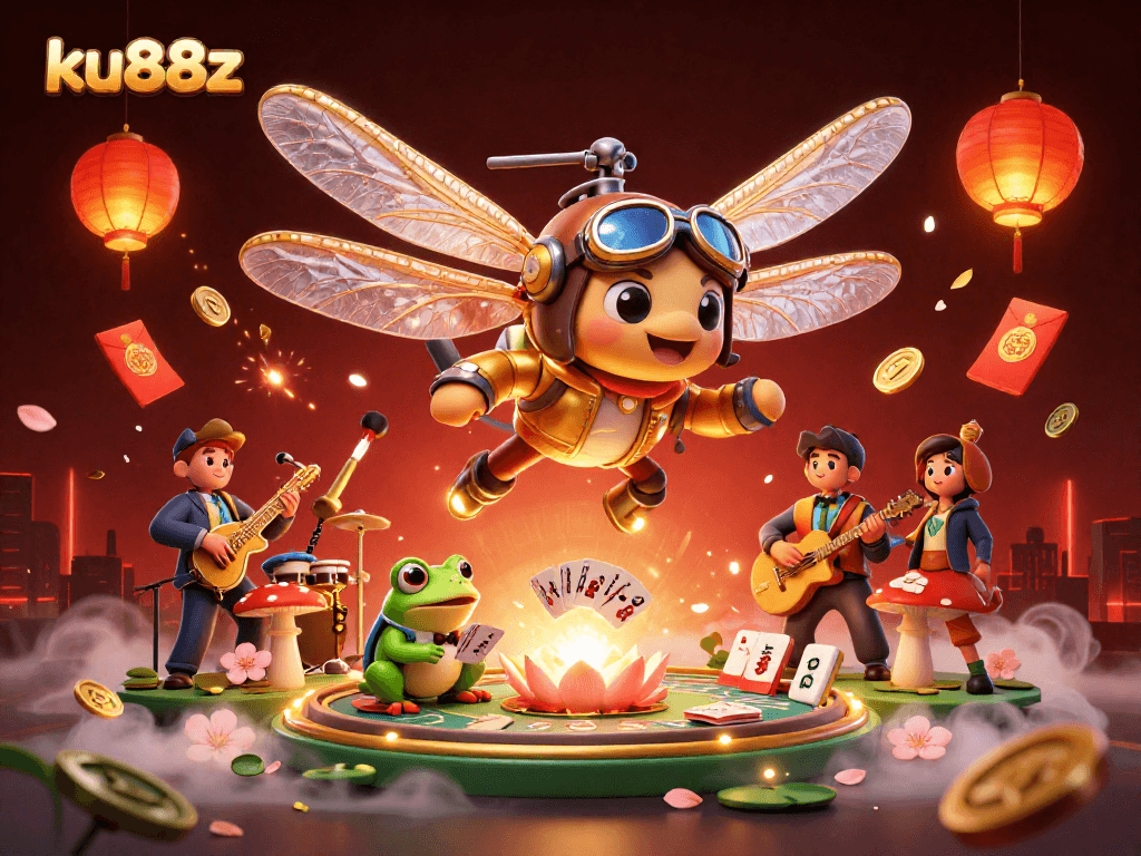 Engage with ku88z as a dragonfly pilot and a frog croupier creates thrilling casino excitement.