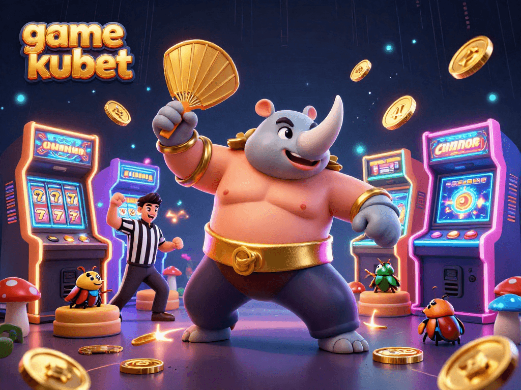 Engage with the vibrant game kubet by experiencing thrilling slots and winning moments in this dynamic casino illustration.