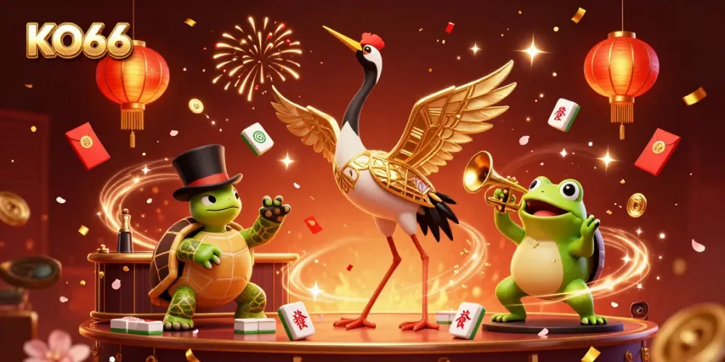 Engaging illustration of KO66 showcasing vibrant characters and festive elements, bringing the online gaming experience alive.