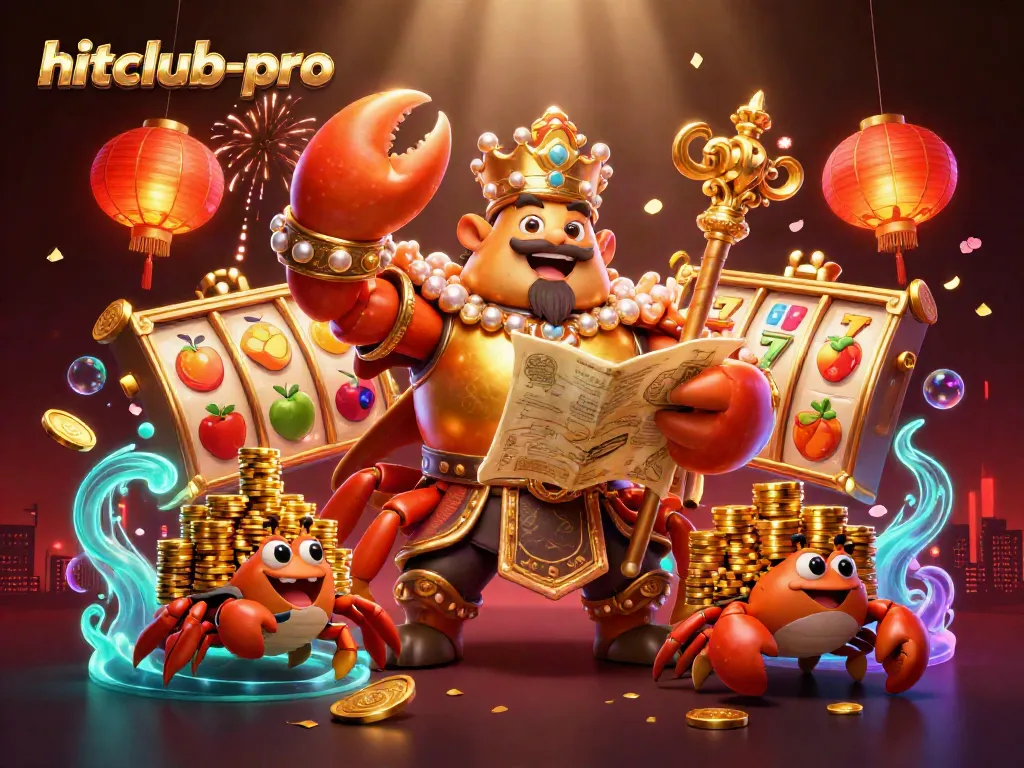 Engage in fun gaming with the vibrant scene of hitclub-pro showcasing golden casino elements and cartoon characters.