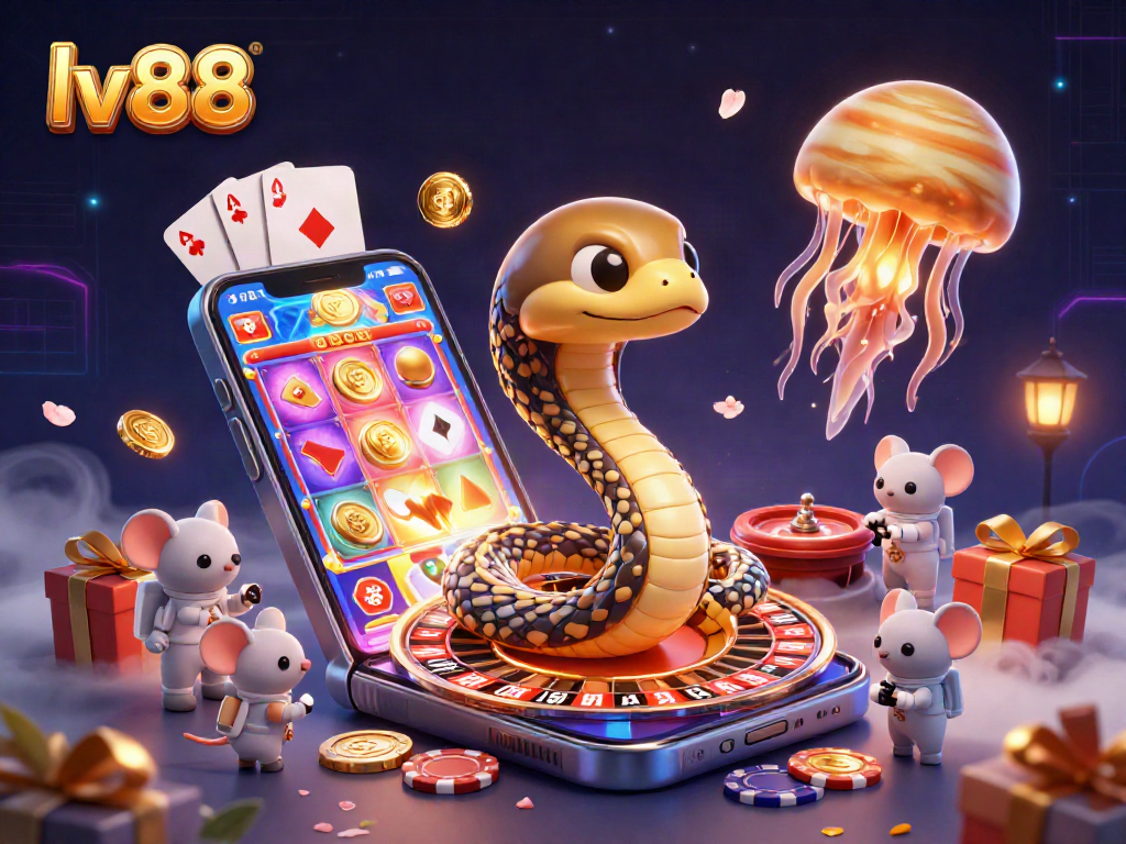 Engage in thrilling gambling action with lv 88's vibrant cosmic casino scene featuring dynamic betting elements.