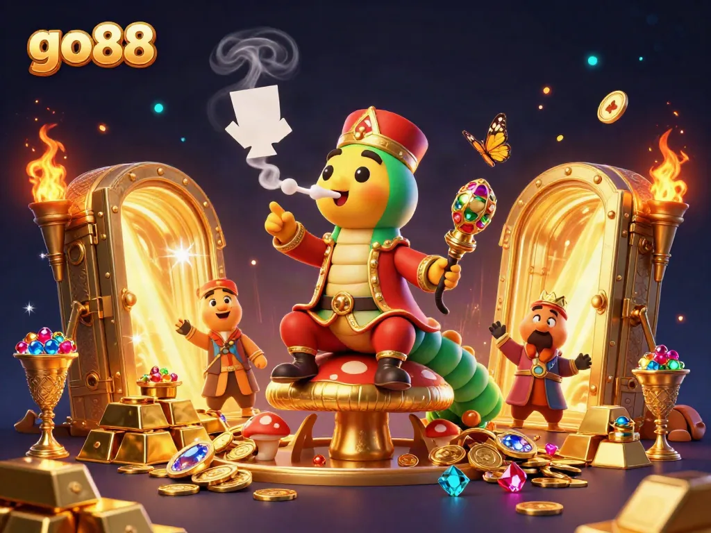 Immerse in the opulence of go88 with a vibrant 3D casino-themed illustration of gold elements and gaming excitement.