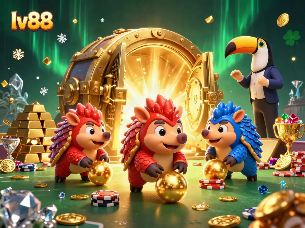lv88 pangolins compete in a colorful casino game filled with treasures and excitement