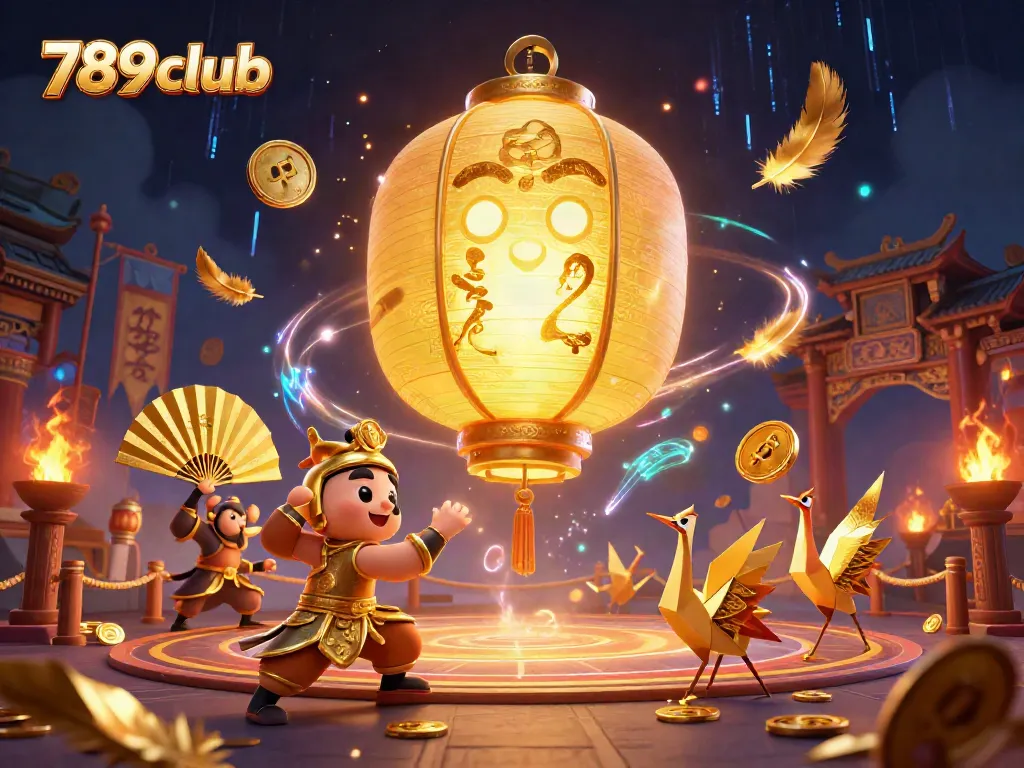 Engage in thrilling gaming at 789club with dynamic scenes of vibrant casino elements and lucky symbols.