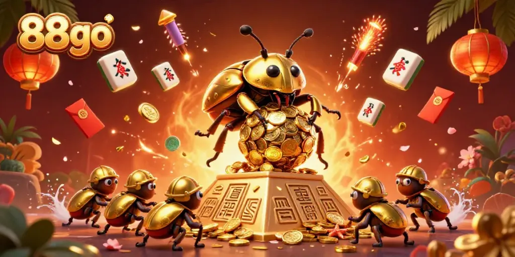 Engage with 88go's vibrant casino world featuring a golden beetle scene.