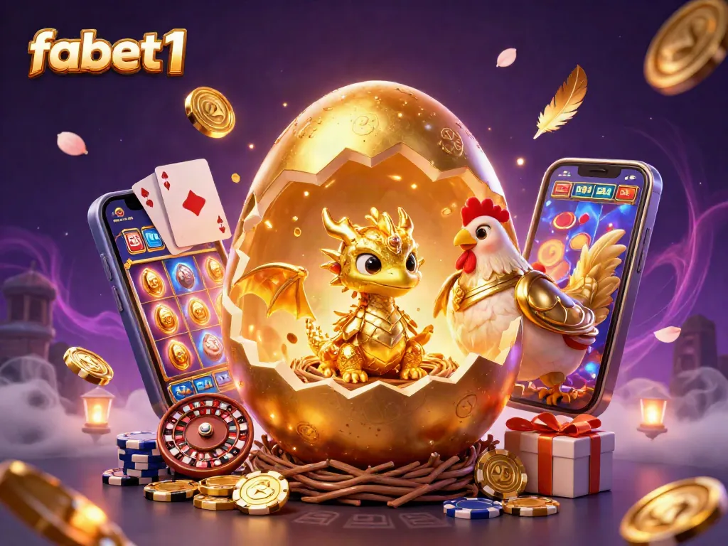 Experience winning moments at fabet1 with a stunning golden dragon and casino elements.