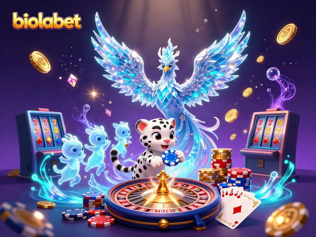 Engage with biolabet's fantasy casino world through a vibrant 3D illustration.