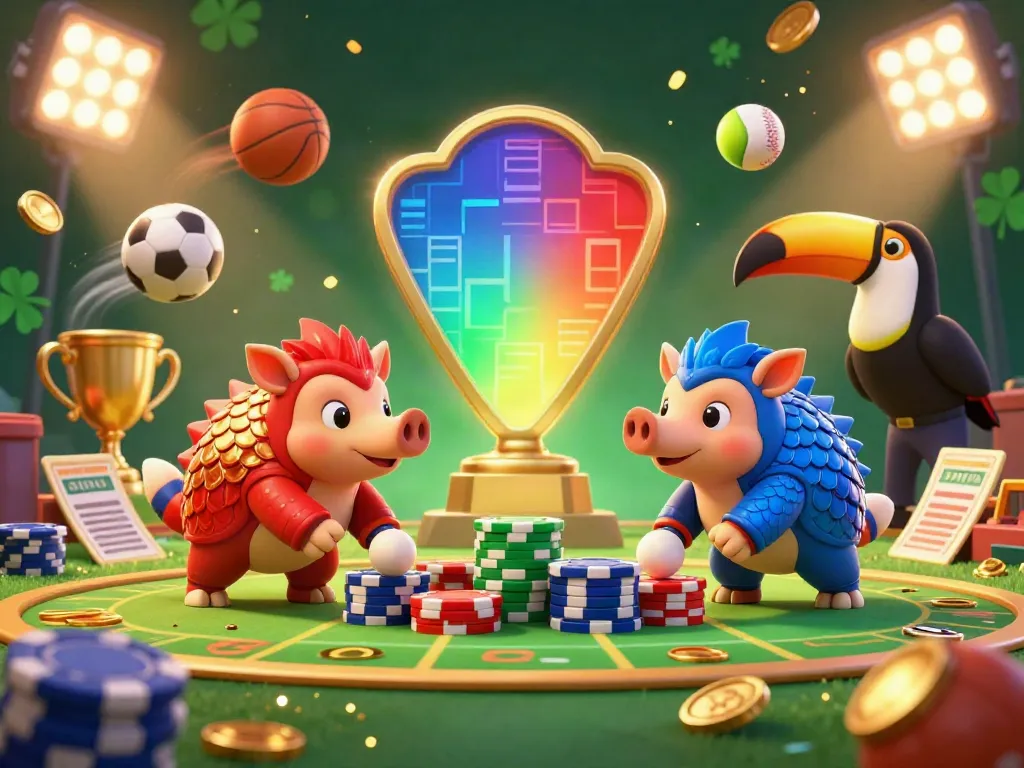 Engaging 3D illustration showcasing situs togel action with rival pangolins and dynamic gambling elements.