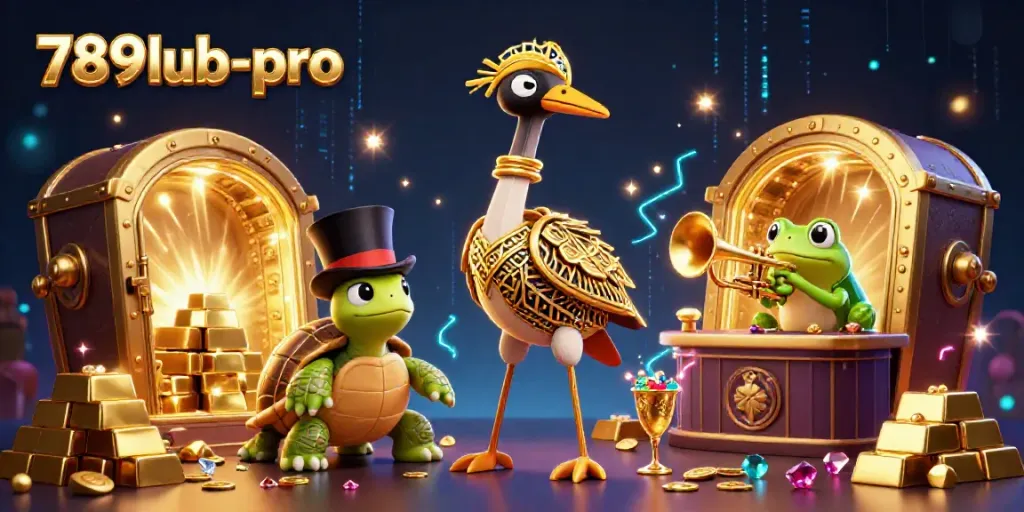 Experience the vibrant scene at 789lub-pro with iconic characters and casino riches.