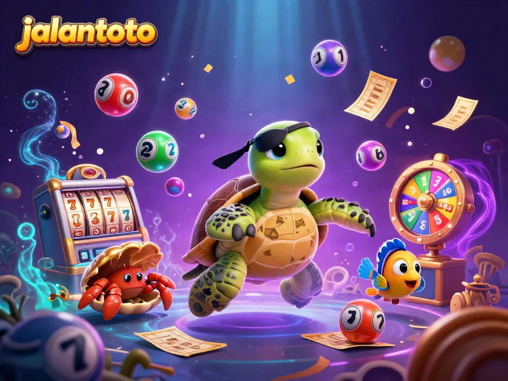 Engaging jalantoto scene with a pirate turtle and colorful casino game elements creating excitement.