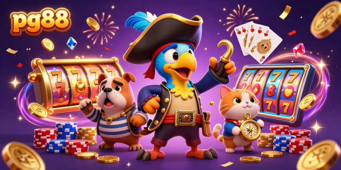 Experience exciting gaming action at pg88 with slot machines, colorful characters, and jackpot fun!