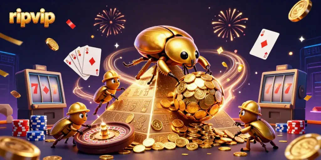Experience the excitement of ripvip with golden coins cascading in a vibrant casino atmosphere.