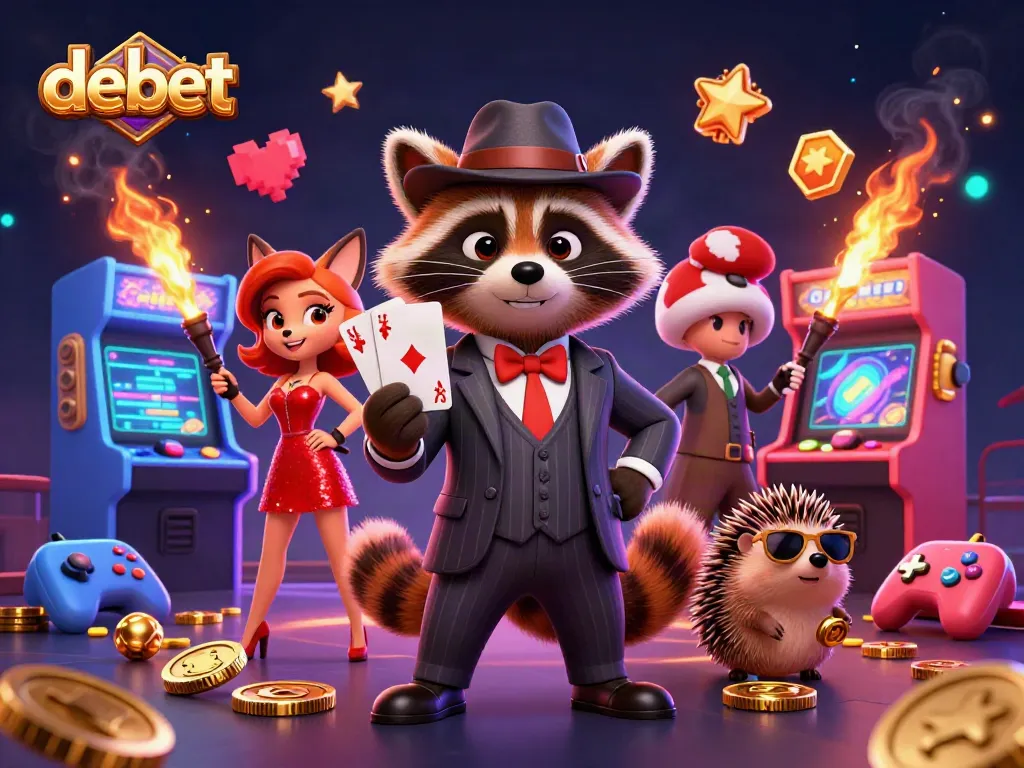 Experience the thrill of debet with a stylish casino scene, featuring vibrant characters and engaging game elements.