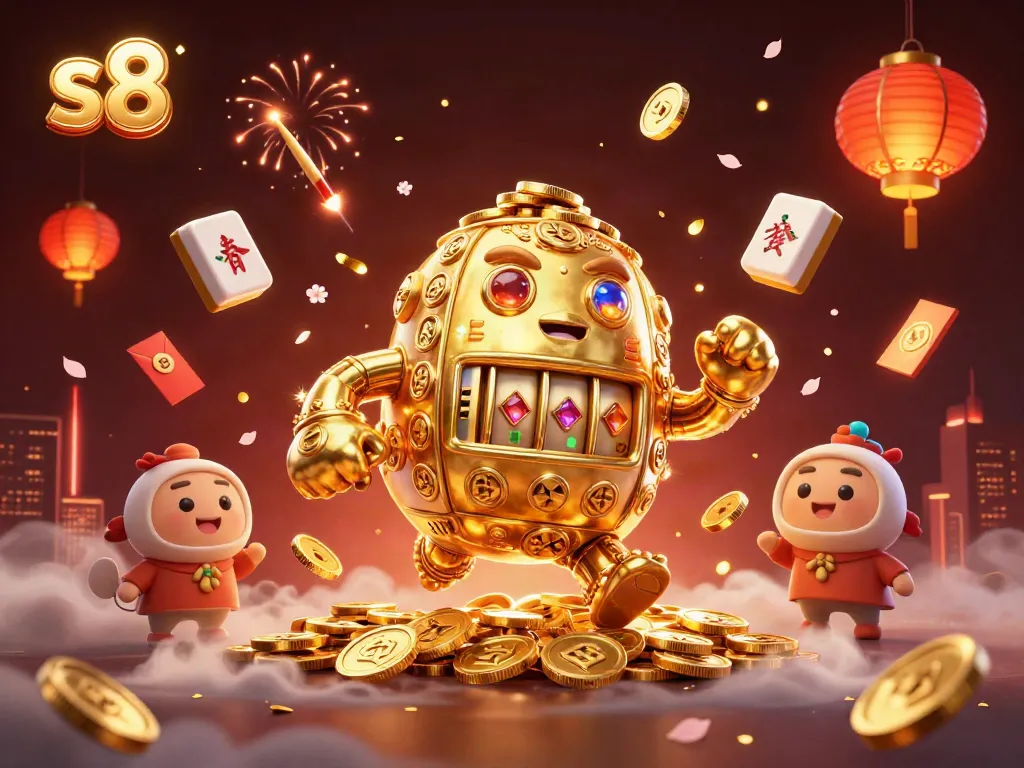Experience thrilling gameplay in the vibrant world of s8, featuring a golden golem and dynamic casino elements.