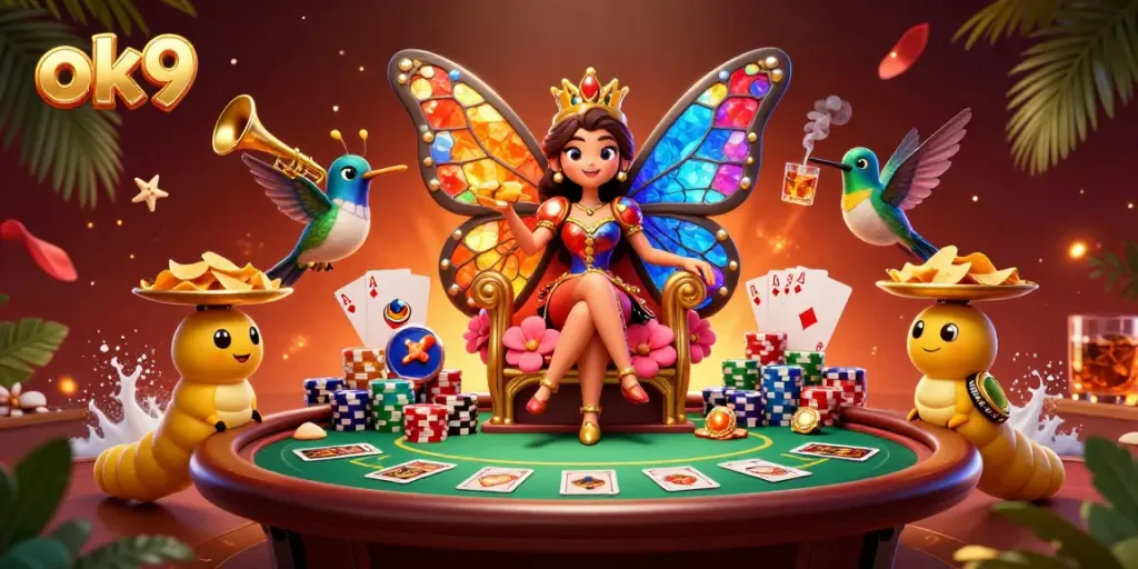 Experience the vibrant energy of ok9's online gaming platform with this imaginative casino scene.