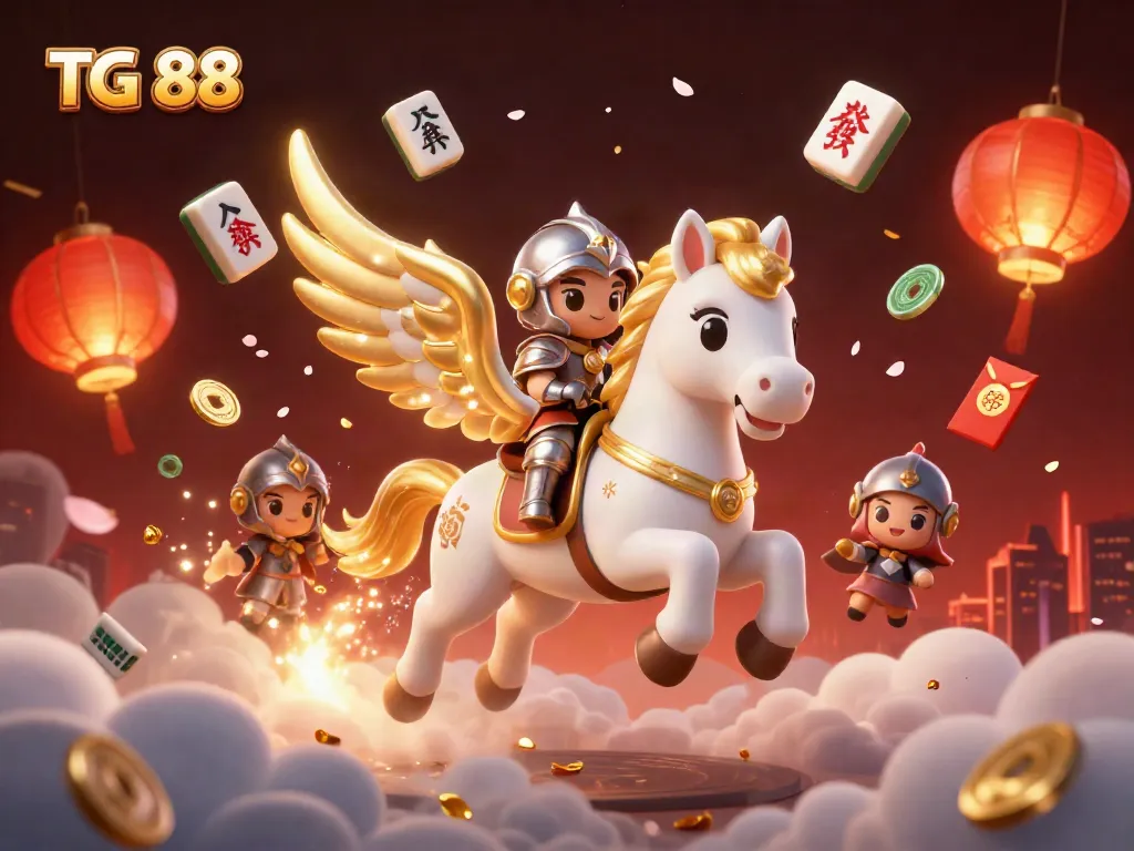 Engage with TG 88's exciting casino world featuring a mythical horse and dynamic game elements.