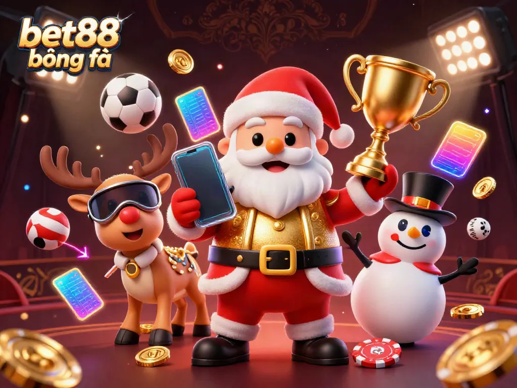Experience the thrill of bet88 bóng đá with Santa and friends in a vibrant casino scene.