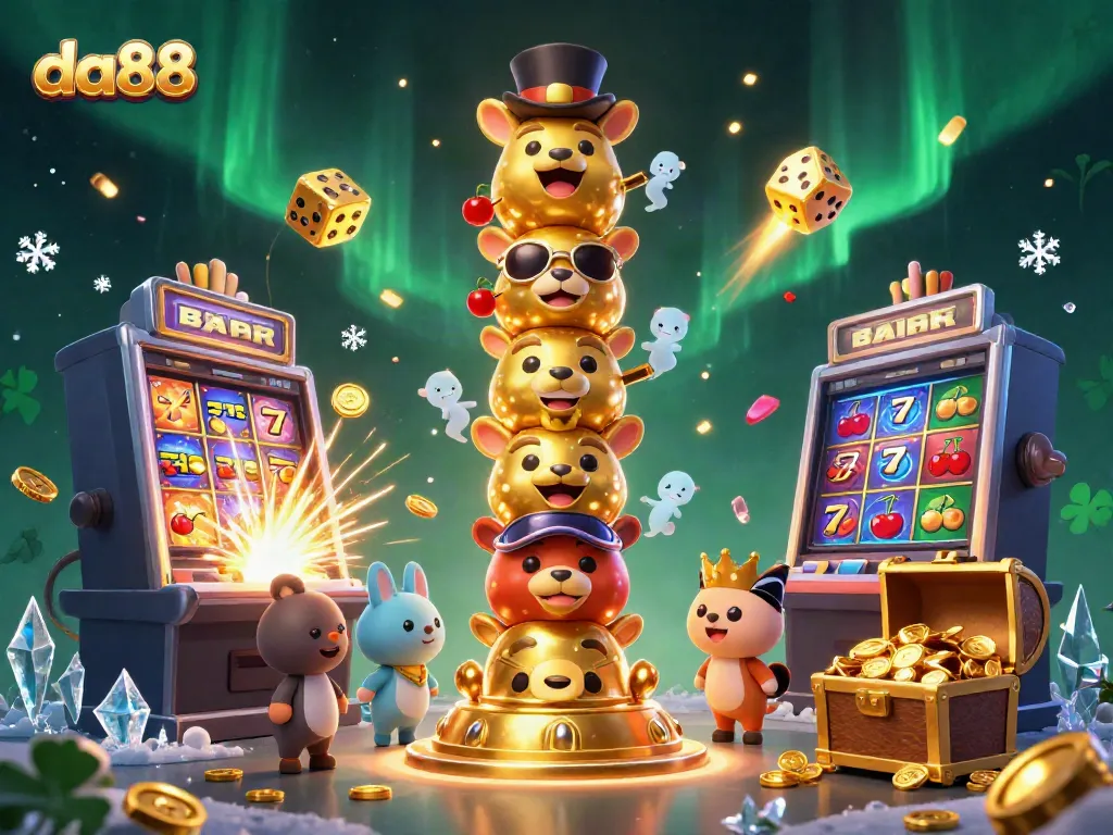 Engage in thrilling casino action with da88's vibrant golden totem and explosive jackpot scenes