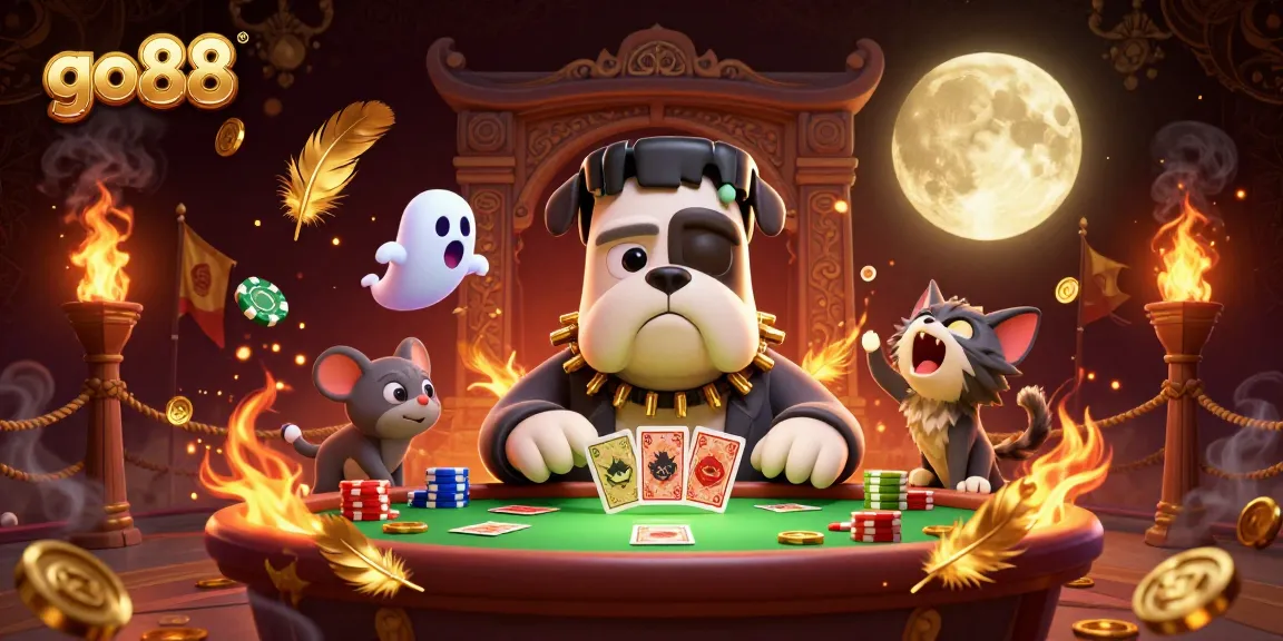 Experience thrilling gameplay at go88 with a spooky casino scene featuring dynamic characters and rich game elements.