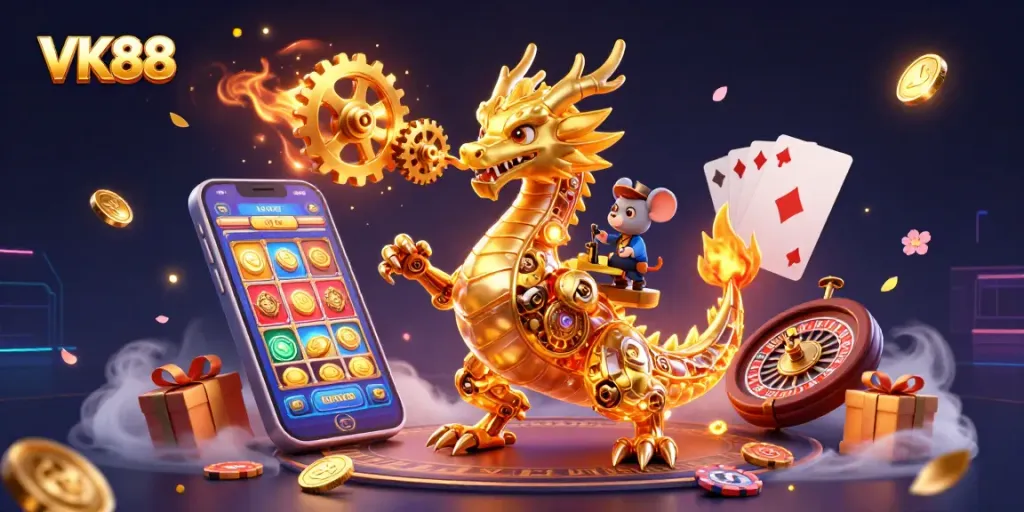 Engage in thrilling casino gameplay with VK88, featuring dynamic slot games and vibrant animations.
