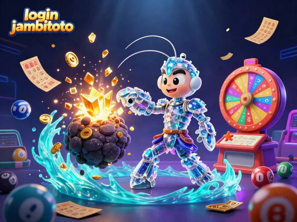 Engage in action with the colorful scene depicting "login jambitoto" as the dynamic mantis shrimp battles through casino elements.