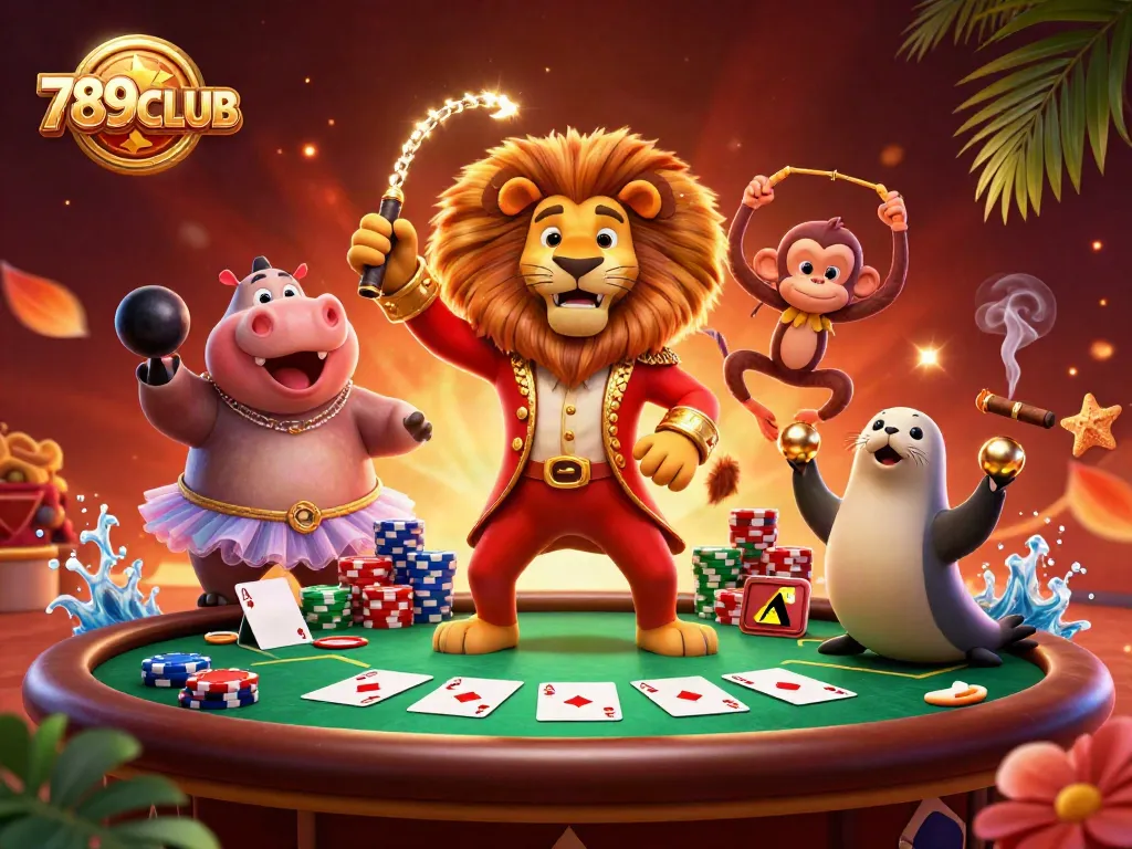 Experience the excitement of 789CLUB with a vibrant casino scene showcasing charismatic characters.