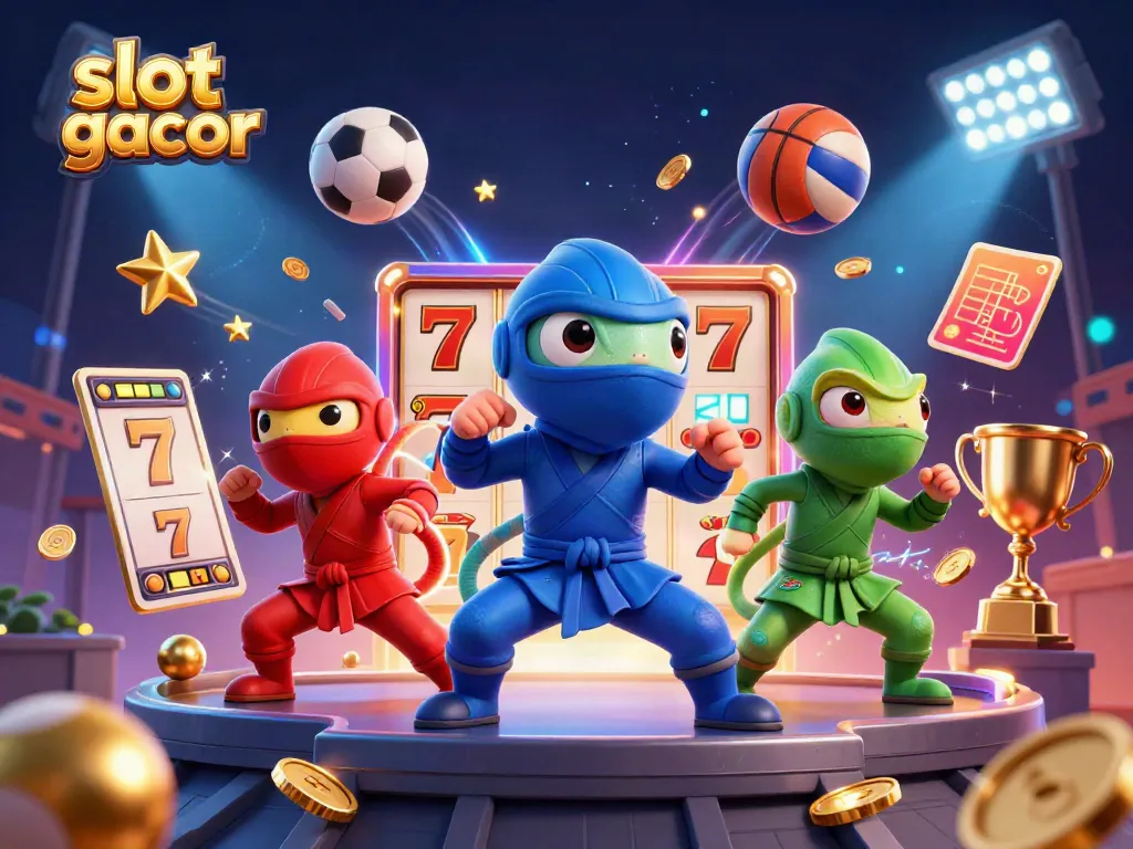 Synchronized ninja chameleons showcase slot gacor excitement with dynamic elements and vibrant casino action.