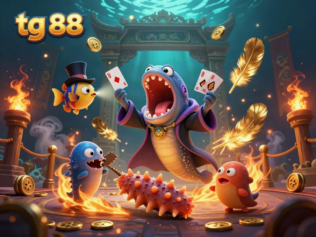 Experience thrilling wins at tg 88 with a magical underwater casino illustrated scene.