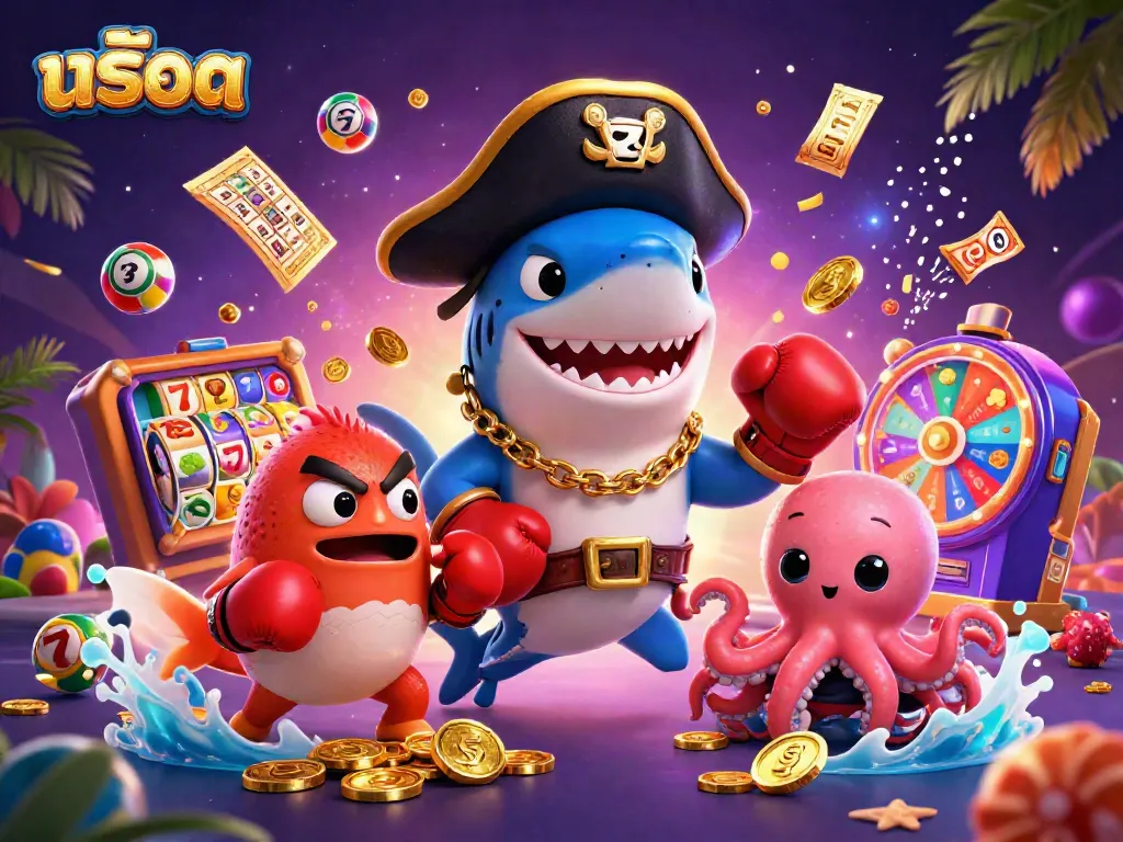 Spin the reels of สล็อต with vibrant characters, luck, and thrilling game elements in a lively casino atmosphere.