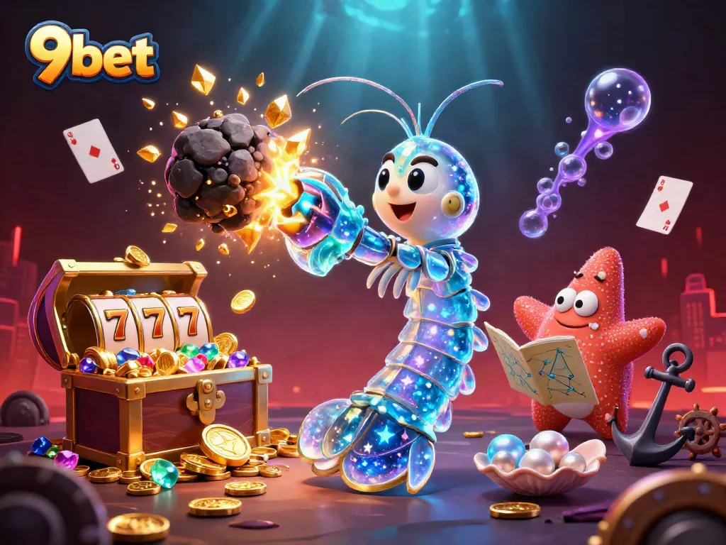 Experience thrilling gameplay at 9bet with a dynamic 3D casino illustration showcasing intense action and vibrant casino elements.