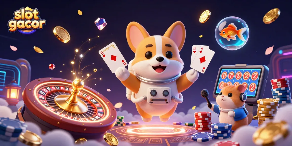 Experience immersive gameplay with slot gacor as cheerful characters navigate a vibrant space casino.
