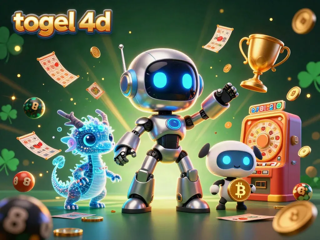 Menangkan togel 4d dengan mesin lotere dan kartu angka yang berlimpah dalam ilustrasi digital.