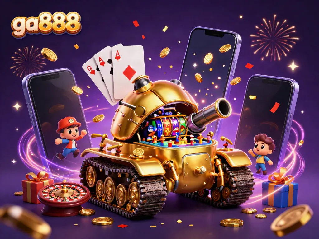 Engage in thrilling gameplay with ga888's vibrant casino scene featuring a tank casino and dynamic gaming elements.